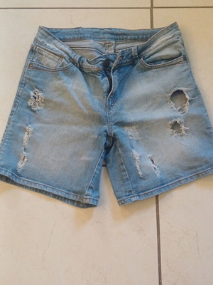 Stradivarius women's shorts used, blue with rips, size S