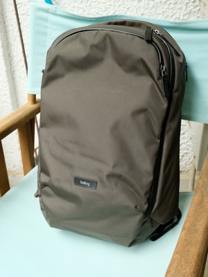 Bellroy Transit Workpack Pro 28L used, olive green backpack