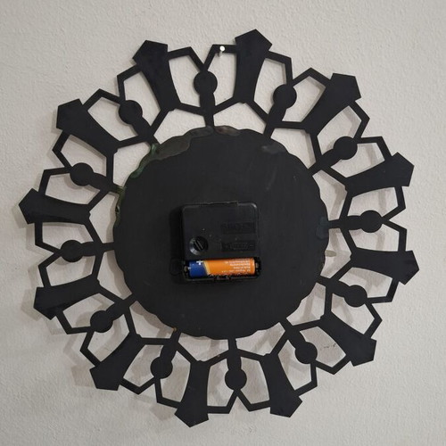 Handmade Metal Wall Clock "Less is More" vintage boho 30cm