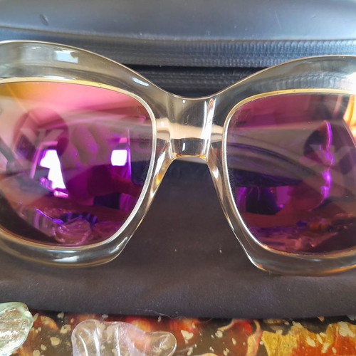 Emporio Armani mirror sunglasses used with iridescent color and white frame