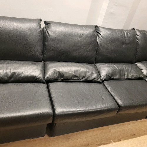 Corner sofa 6-seater used, black leatherette