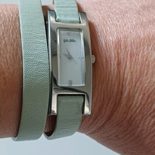 Folli Follie watch used, leather double mint strap