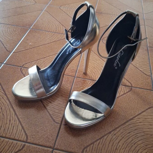 High Heeled Gold Sandals like new