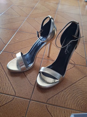 High Heeled Gold Sandals like new