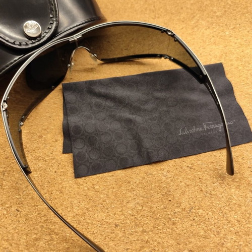 Salvatore Ferragamo Eyewear vintage futuristic wraparound like new full set