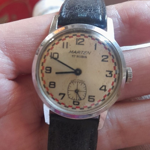 Marten vintage mechanical wristwatch used, 17 rubies, 1940s-50s