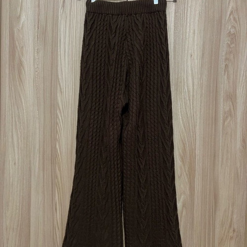 Knitted high-waisted pants like new, brown