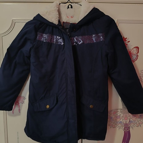 Girls' parka 10 years 140 cm like new, blue