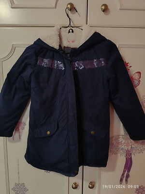 Girls' parka 10 years 140 cm like new, blue