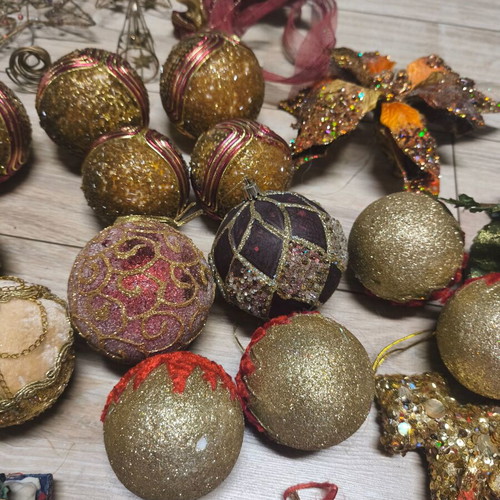 Christmas ornaments used in golden shades