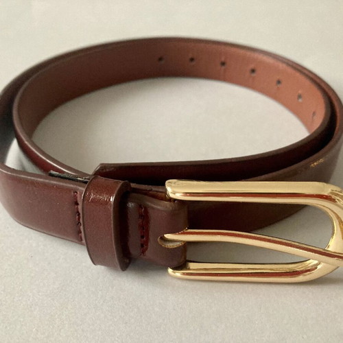 H&M women's belt like new, burgundy-brown with gold buckle