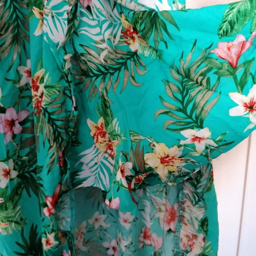 Doca romper dress with straw hat gift, one size, tropical floral