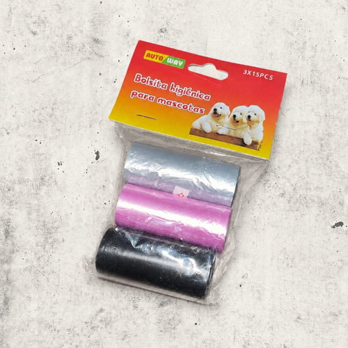 Set of 3 dog waste collection bag rolls
