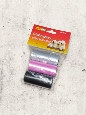 Set of 3 dog waste collection bag rolls