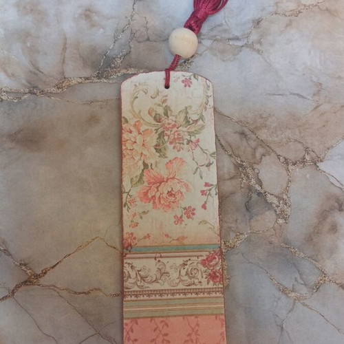 Vintage handmade wooden MDF bookmark shabby chic style