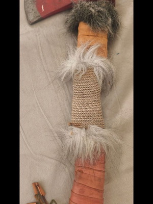 Mohok Decorative Axe used, leather, rope, and wood