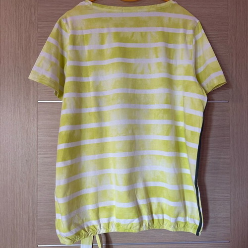 Cecil women's short-sleeve blouse refurbished, yellow and white stripes, size M