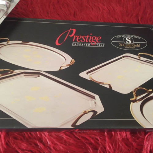 Prestige Engraved Tray unused, 18/10 stainless steel with 24 carat gold embossing