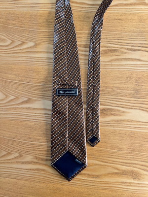 Yilurecktie vintage silk tie with stripes, brown and gold