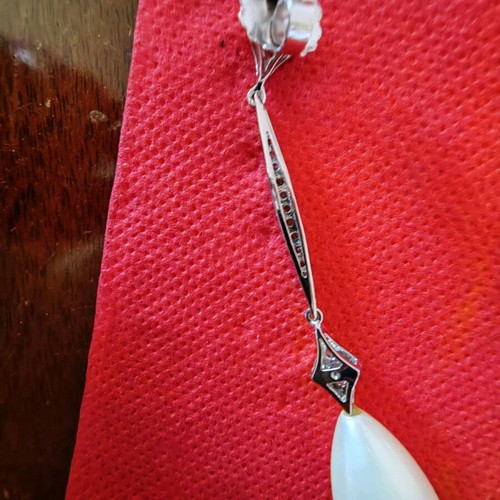 Silver 925 earrings with zircon and pearl like new