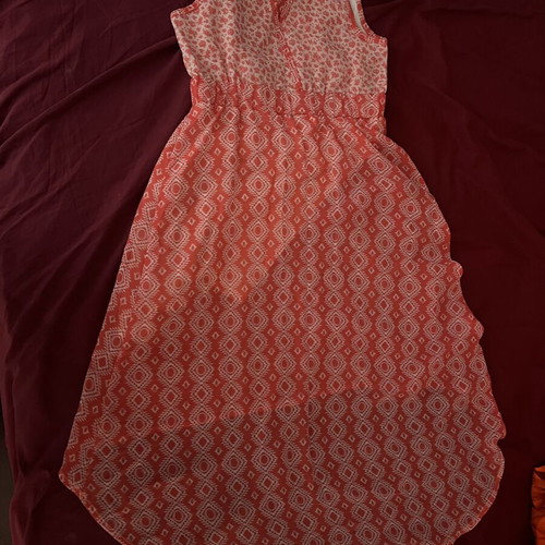 Girls' asymmetrical dress size 9 years New Kind, like new, white and red