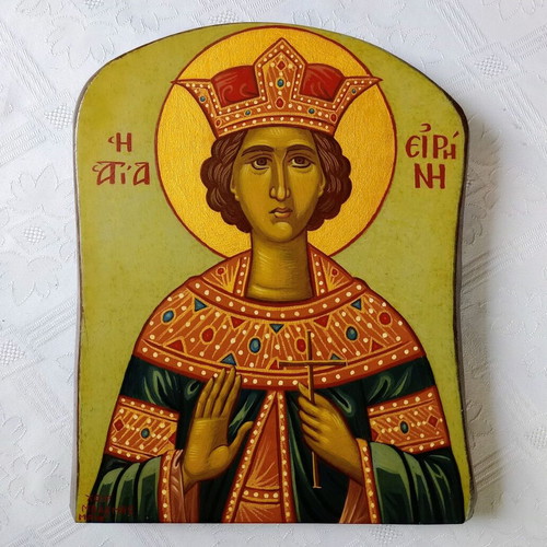 Saint Irene Handmade Icon on Genuine Wood Like New
