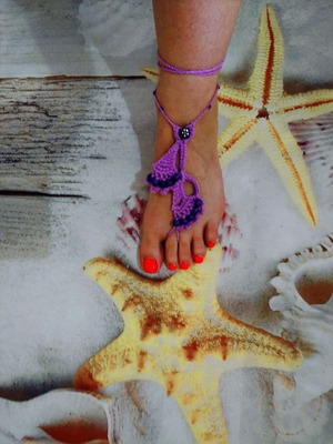 Κοσμήματα Barefoot για τα πόδια μωβ, καινούργια, χειροποίητο