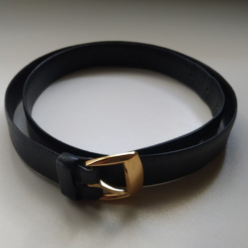 Vintage black leather belt L'Aiglon used, size 90