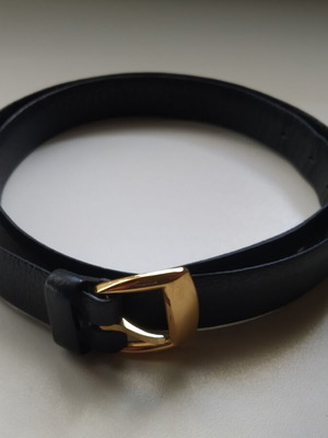 Vintage black leather belt L'Aiglon used, size 90