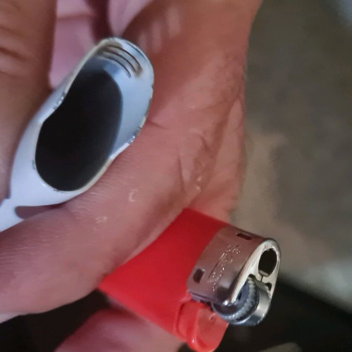 Metallic white mini lighter cases used, BiC type