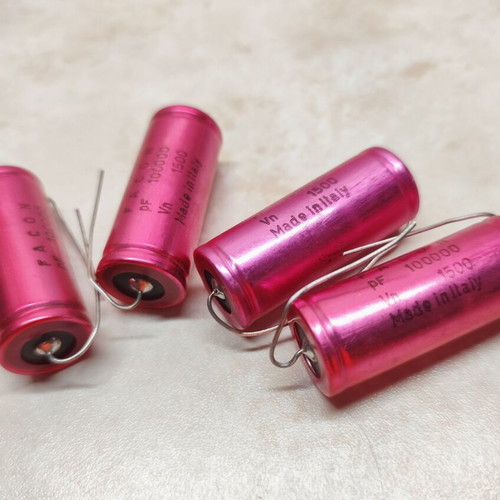 Facon Axial Capacitors 100 nF 1500 V, set of 4, vintage audio NOS