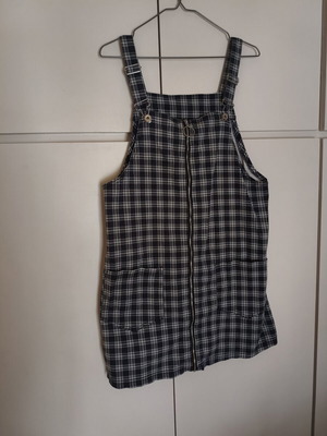 H&M sleeveless dress with zipper, white and blue