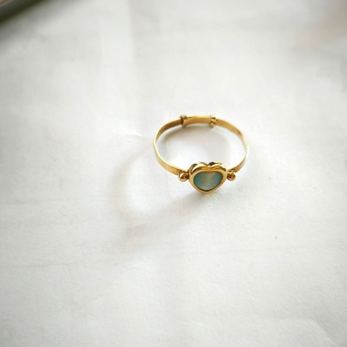 Gold adjustable ring 14k 585, white to yellow gold tone
