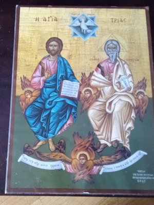 Wooden Holy Icon The Holy Trinity like new, 27×20 cm