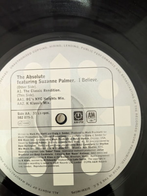 The Absolute Featuring Suzanne Palmer I Believe 12" vinyl