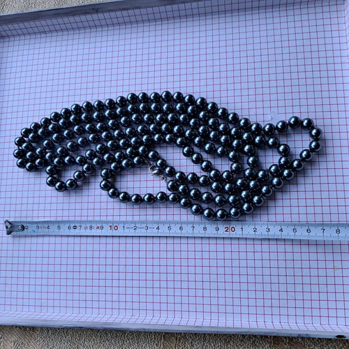 Long necklace with tourmaline beads like new, gray