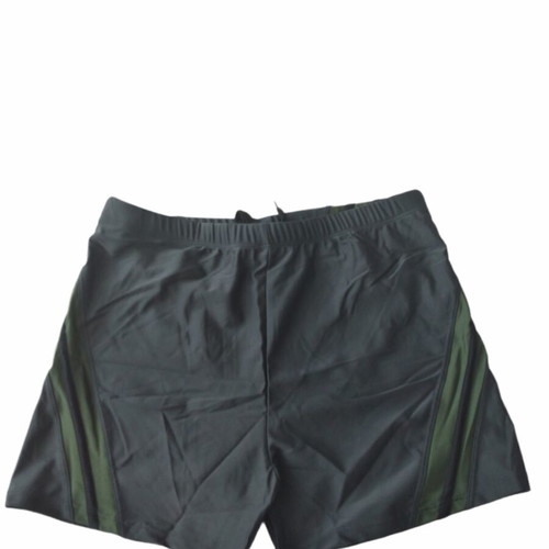 Men's tight swim shorts anthracite new with khaki stripes and drawstring