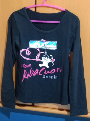 Women's cotton black blouse with prints and strass like new
