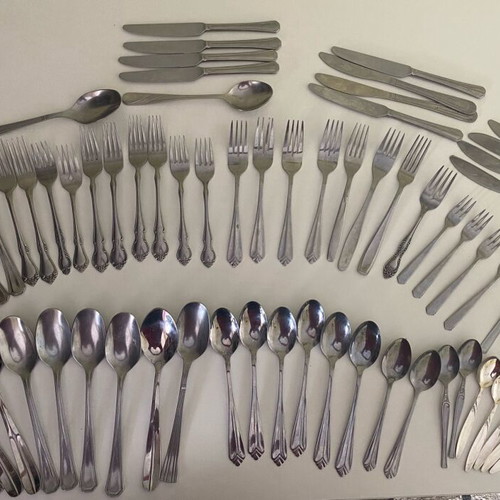 Cutlery used, pack of 75 pieces, vintage and everyday designs