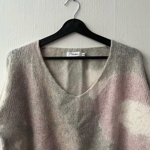 Wool-blend cropped sweater Toi&Moi used, white and pink
