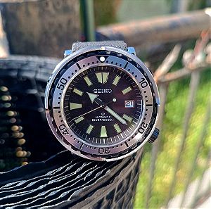 Seiko mod 'Manta Ray - Save the Ocean' Silver Black 47mm NH35 Automatic watch