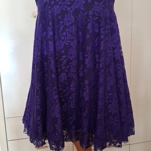Miss Selfridge short purple dress with lace overlay