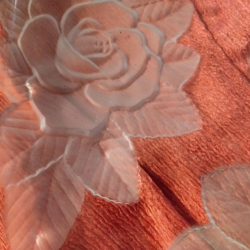 Crystal serving tray with handmade roses vintage