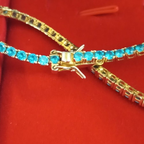 Riviera 925 silver bracelet with green zircon, gold plated, like new, 19cm