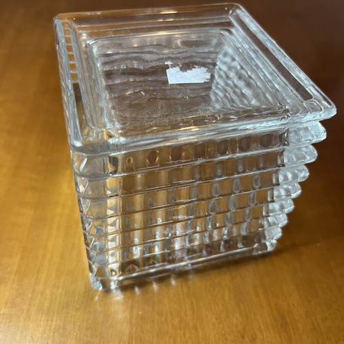Vintage Τετράγωνο Κρυστάλλινο Βάζο Μπολ 1980s heavy cut glass σαν καινούργιο