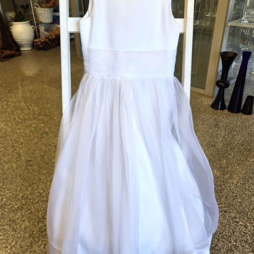 White flower girl dress new with satin bodice and organza skirt