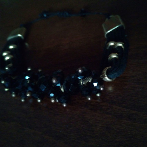 Black bracelet used with braided black crystals