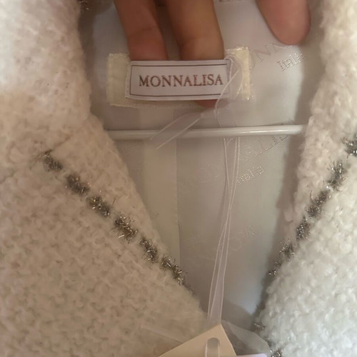 Παιδικό παλτό Monnalisa 8 ετών καινούργιο, άσπρο-μπεζ, μέγεθος 128 εκ