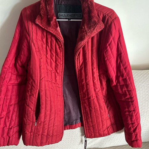 Cracker jacket burgundy with fur like new, size S