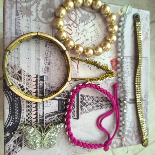 Jewelry set like new, pink and gold colors